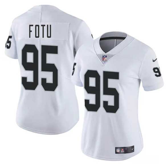 Womens Las Vegas Raiders #95 Leki Fotu White 2025 Vapor Stitched Jersey Dzhi